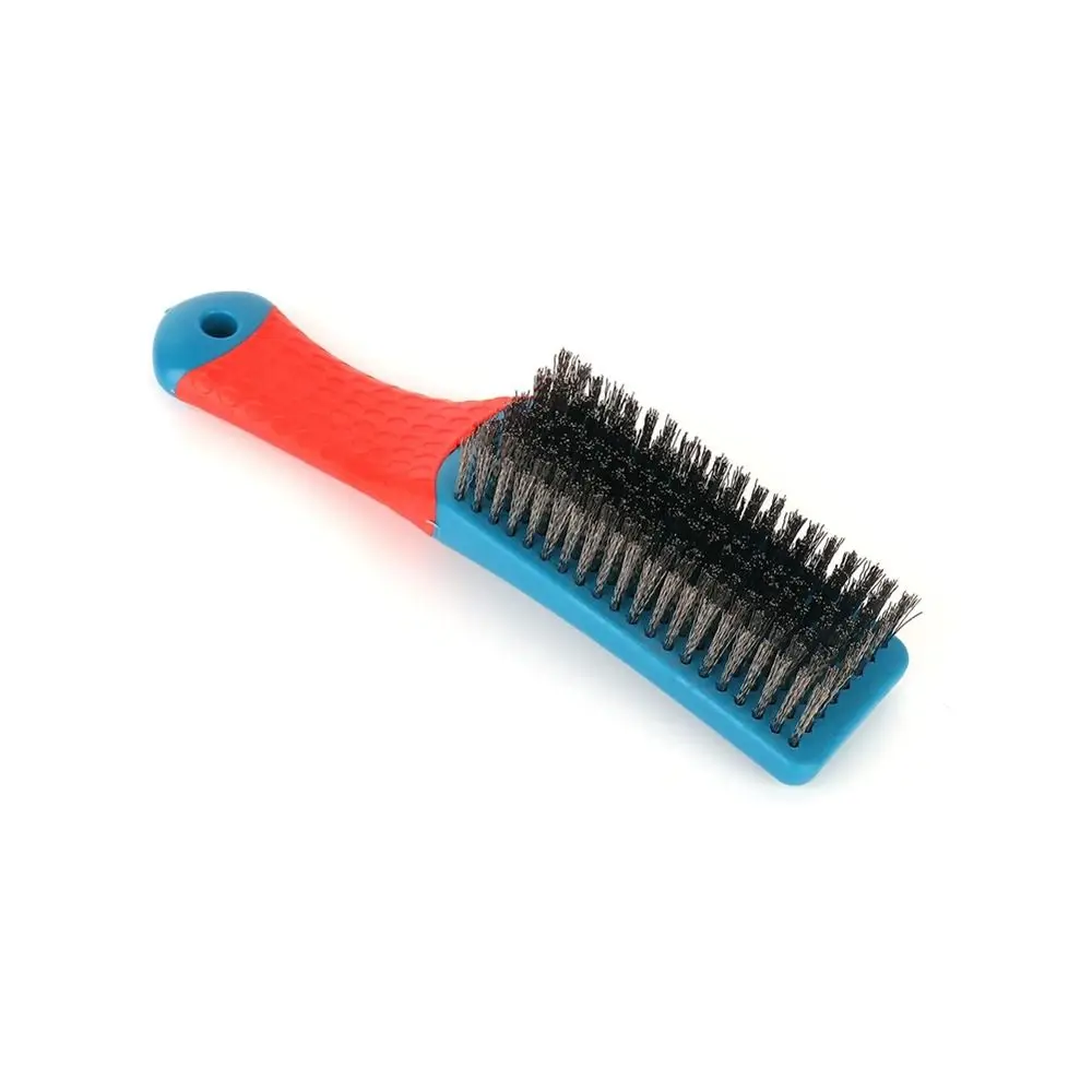 Durable Stainless Steel Small Wire Brush Silicone Handle Red and Blue Paint Removal Tool Scratch Brushes Cleaning Metal Rust