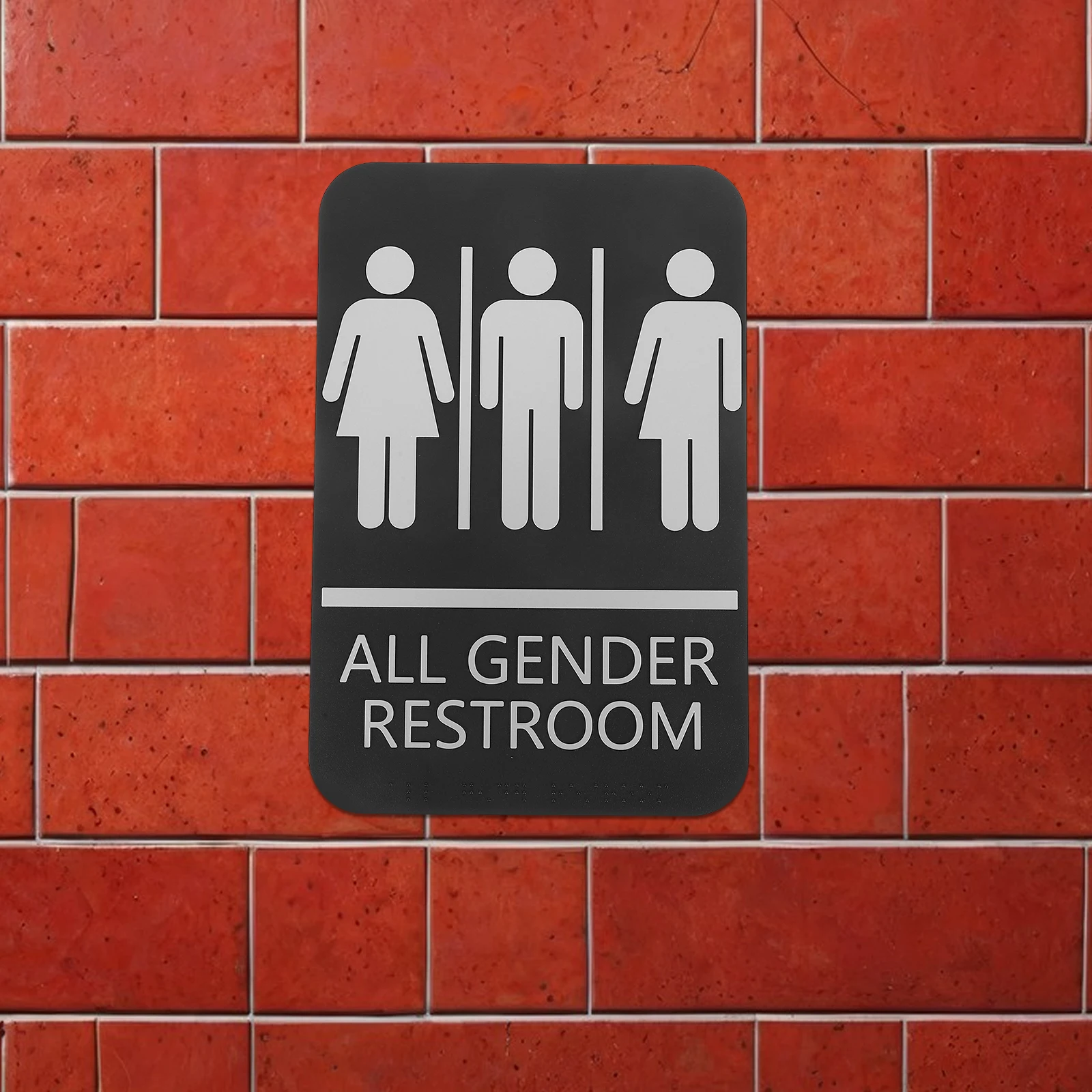 Unisex Restroom Sign Blind Braille Identifier Public Toilet Directional Guide Abs Material Easy Install For Malls