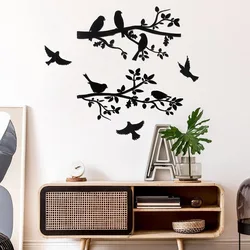 1Set, Metal Bird Wall Art, Bird In Branch Metal Wall Art Decoration, Indoor Bedroom Living Room Decoration, Holiday Decoration