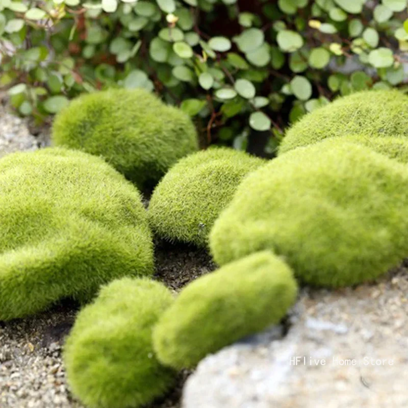 4 Size Fake Stone Artificial Moss Rocks Home Decor Simulation Plant DIY Decoration For Garden and Crafting Green Wholesale