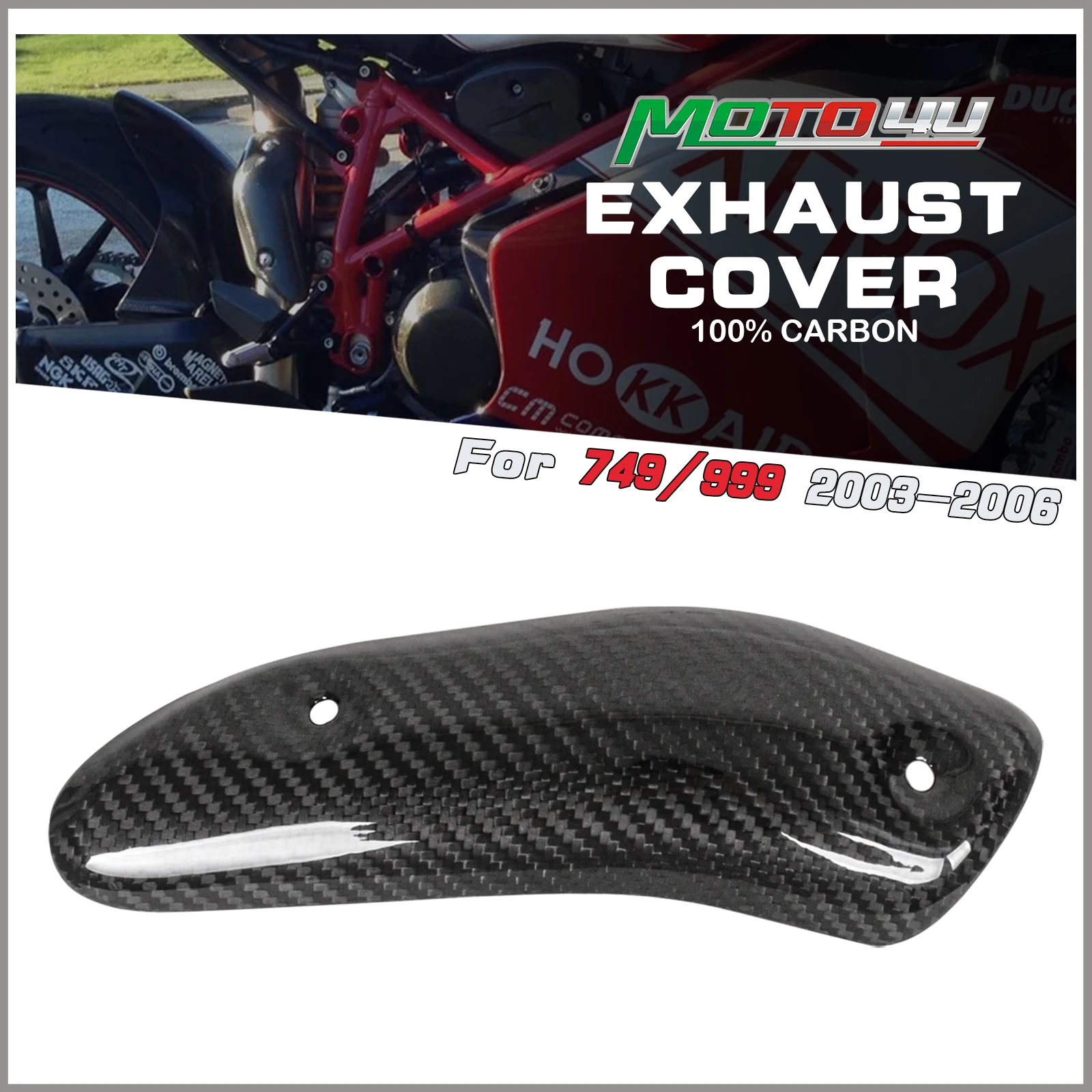 

For DUCATI 749 999 2003 2004 2005 2006 100% Carbon Fiber Exhaust Cover Motorcycle Muffler Heat Shield Pipe Guard Fairing