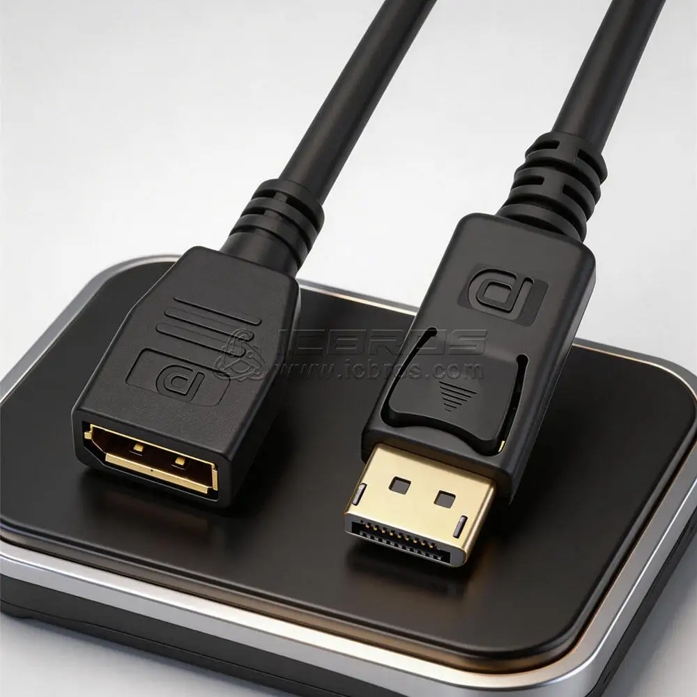 2pcs Plated elbow DP line male to female 4K patch cord 1.2 HD displayport DP Male To Extension 4K High-Definition Computer Cable