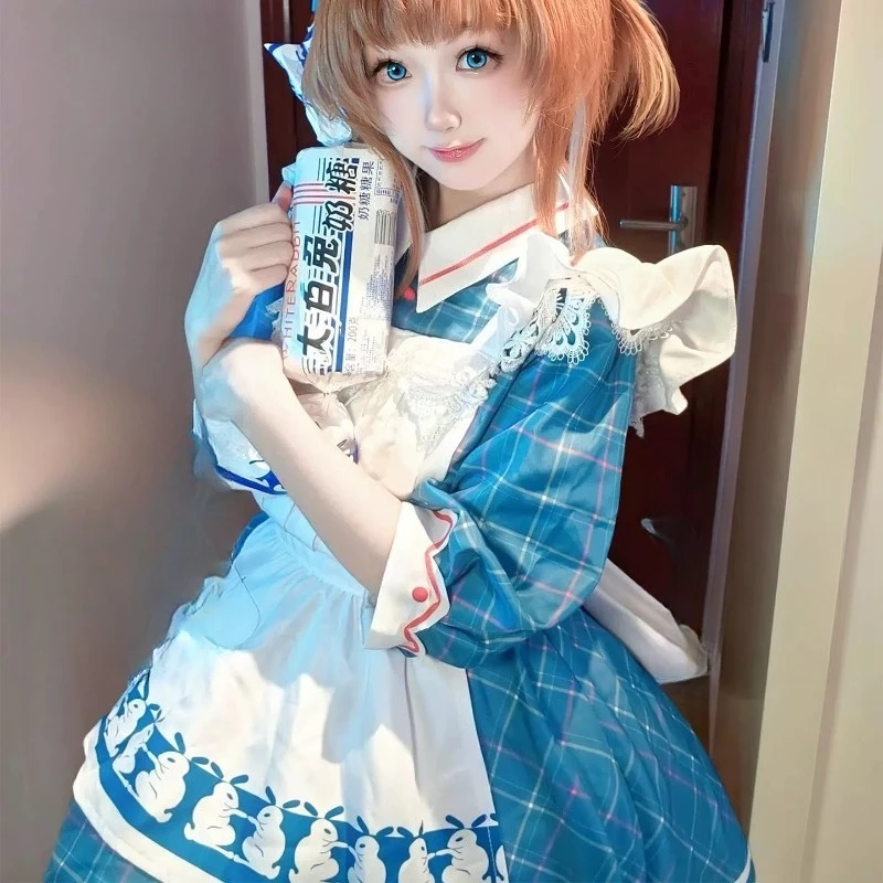 Synthetische Cosplay-Perücke, hitzebeständig, Cosplay Arknights Amiya, für Damen, niedlich, hübsch, farbige, stimulierende Kopfhaut-Haarperücke