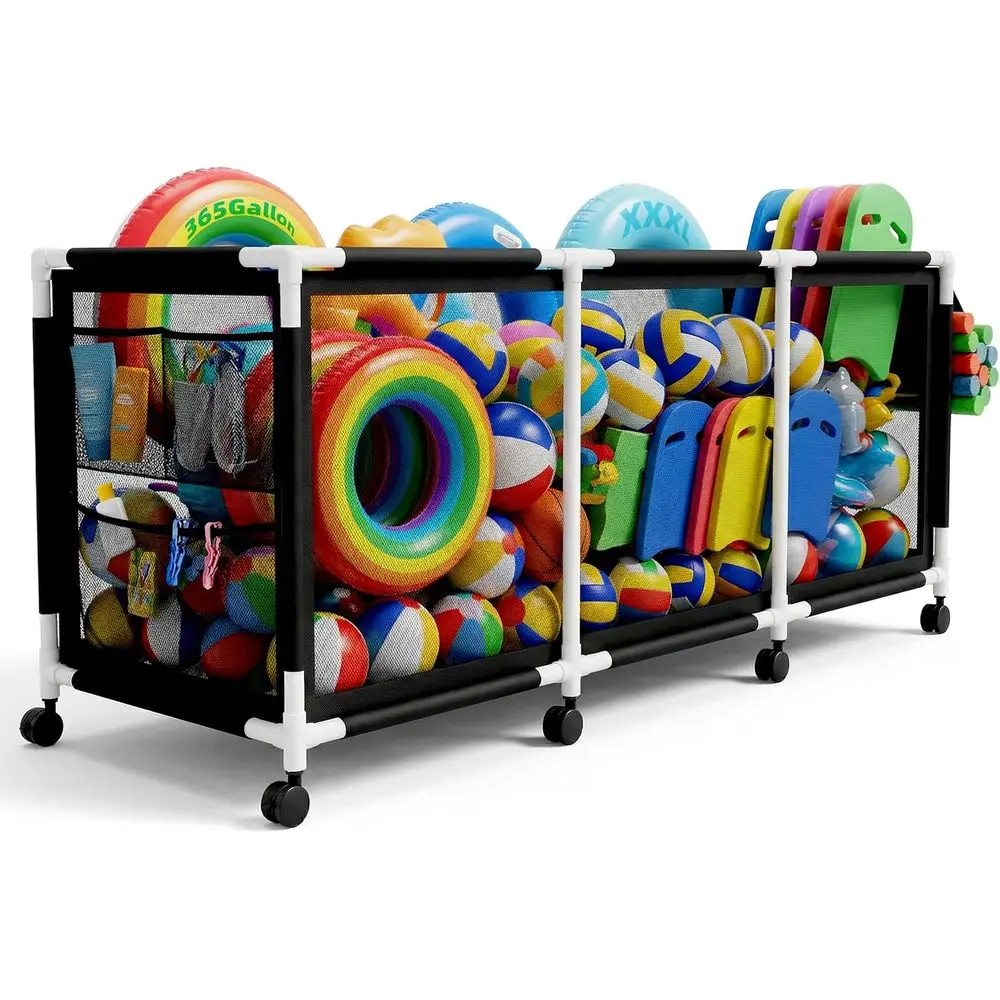Extra Large 365 Gallon Swimming Pool Storage Bin with Mesh, Holds Pool Toys, Noodles, Floats, and Balls