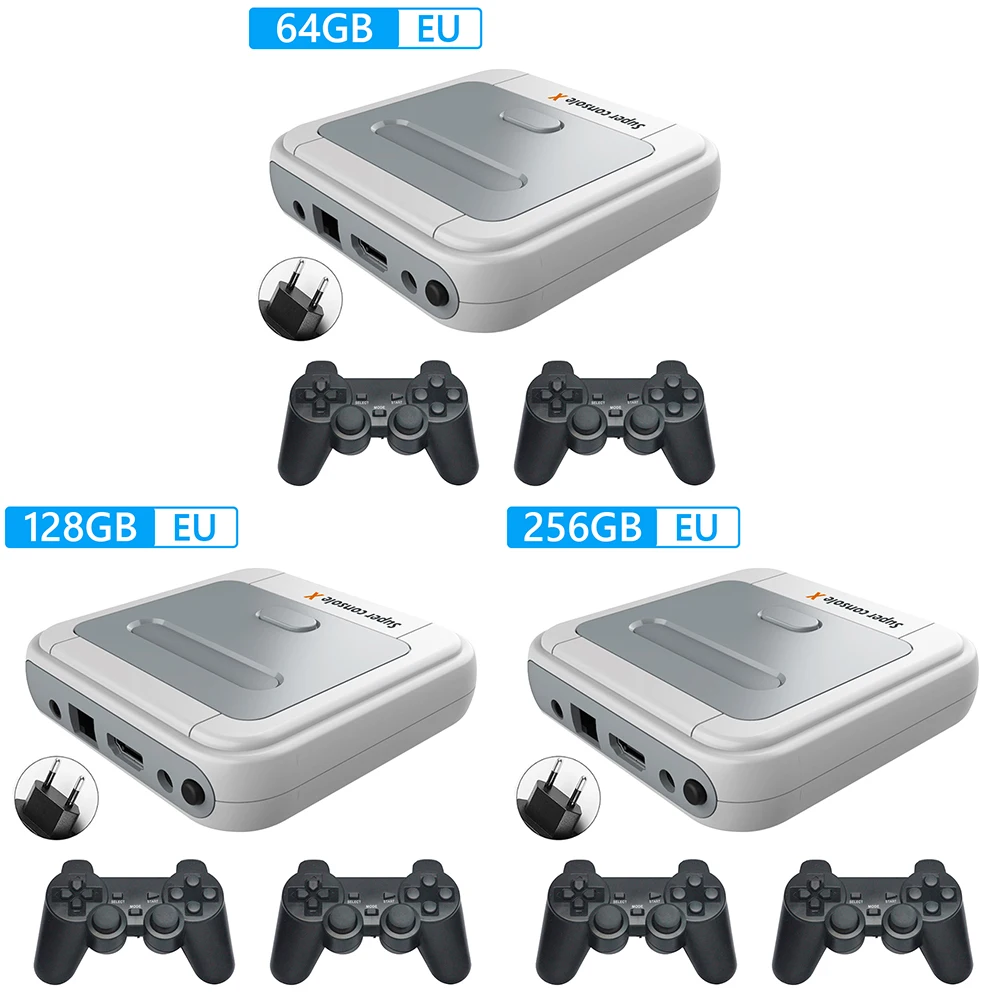 صندوق ألعاب مع وحدتي تحكم ألعاب لاسلكية وحدة تحكم ألعاب ريترو متوافقة مع معظم المحاكيات لإخراج 4K TV HD/AV