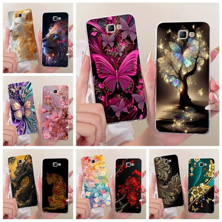 Funda para Samsung Galaxy J7 Prime SM-G610F, funda de lujo con diseño de árbol de mariposas pintado, funda delgada y suave para teléfono Samsung J7 Prime 2