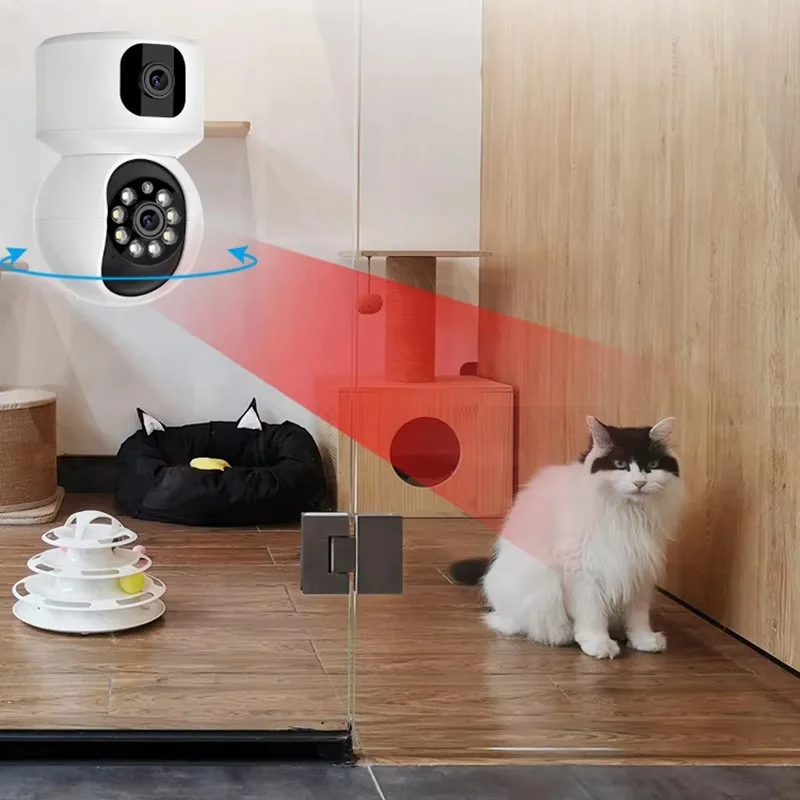 4MP Dual‑Lens WiFi Baby Monitor PTZ Camera Dual‑Screen Motion Detection Two‑way Audio Indoor Security IP Camera