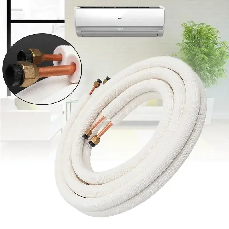 3 Meter Air Conditioner Pair Coil Tube 1/4'' 3/8'' Insulate Copper Aluminum Pipe Split Line Wire Air Conditioner Connecting Pipe