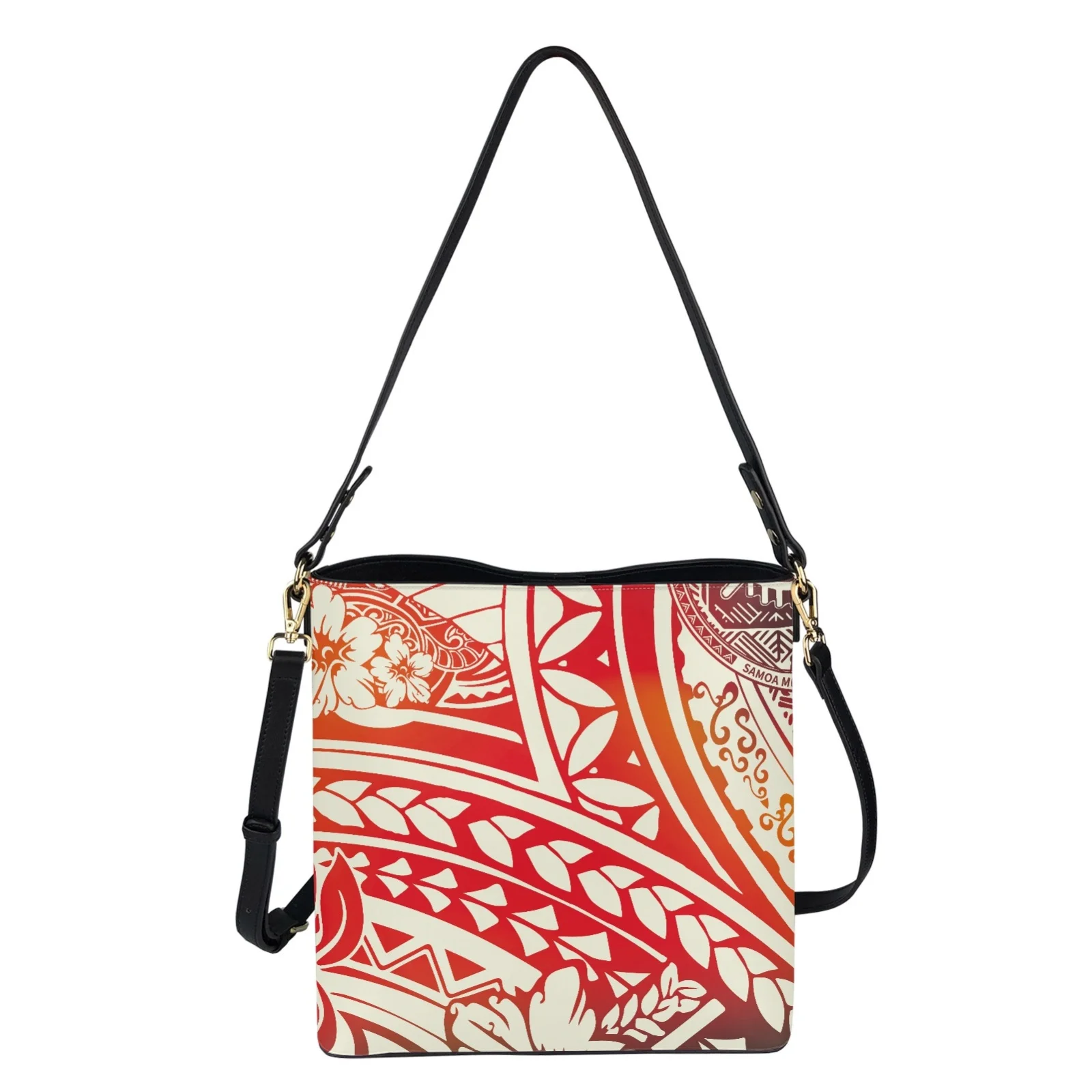 

Polynesian Tribal Fijian Totem Tattoo Fiji Printing Fashionable Shoulder Bag Super Popular PU Leather Crossbody Bag Bucket Bag