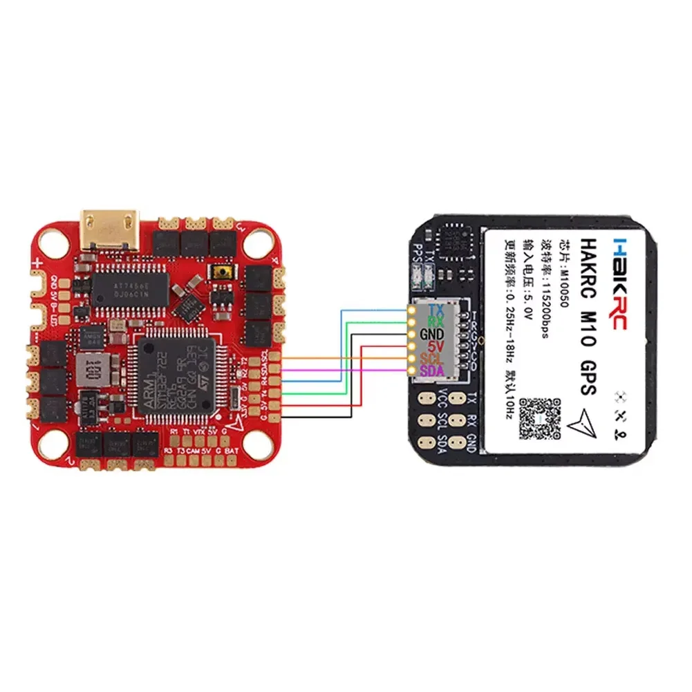 HAKRC M10 GPS-Modul mit QMC5883 Kompass Dual Protocol 5V Eingang 25x25mm für RC FPV Langstreckenflugzeug