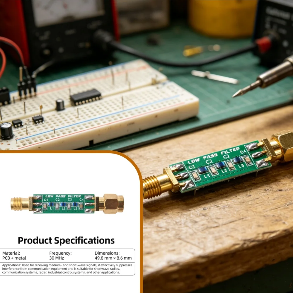 30MHz Low Pass Filter Module 49.8x8.6mm PCB Anti-High Frequency Interference for Shortwave Radio Communication System