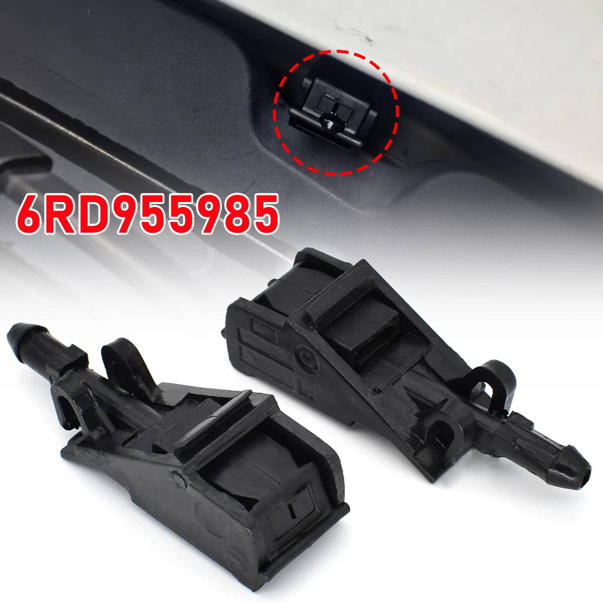 2x รถ เครื่องซักผ้ากระจกหน้ารถ Wiper Spray Jet หัวฉีดสปริงเกลอร์ 6RD 955985   สําหรับVW Passat B5 Golf Jetta MK4 Bora Polo Beetleที่นั่ง