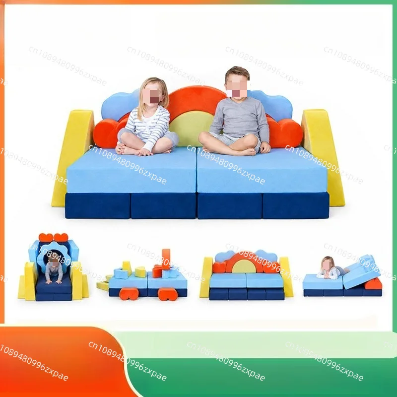 Kids Building Block Sofa Modular Combination Soft Play Sofa Toy Castle Climbing Structure For Toddler Indoor Activity