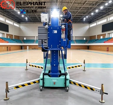 Small And Convenient Aluminum Alloy Two-mast High-altitude Lifting Platform With Outriggers