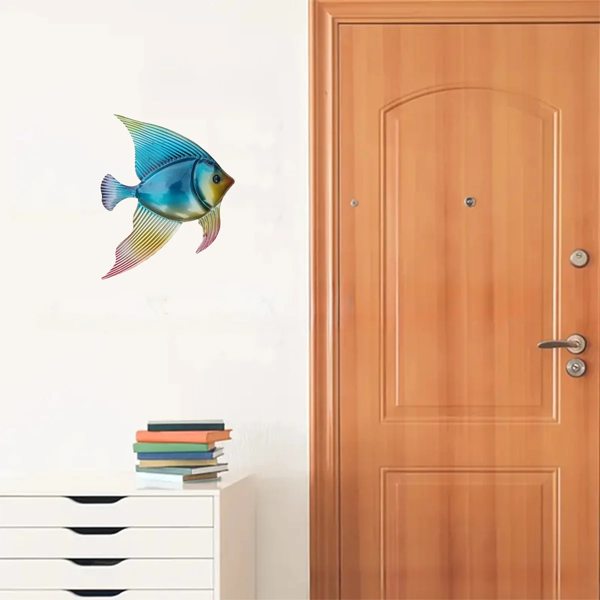 

Metal Home Wall Hanging Iron Fish Wall Mounted Hardware Craft Decorations Kitchen Bathroom Living Room Metal Decor Livingroom