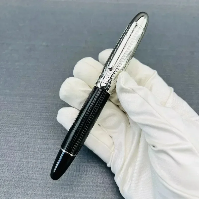 newmontefiore-premium-rollerball-pen-german-crafted-design-black-schmidt-fine-nib-full-metal-silver-clip-executive-gift