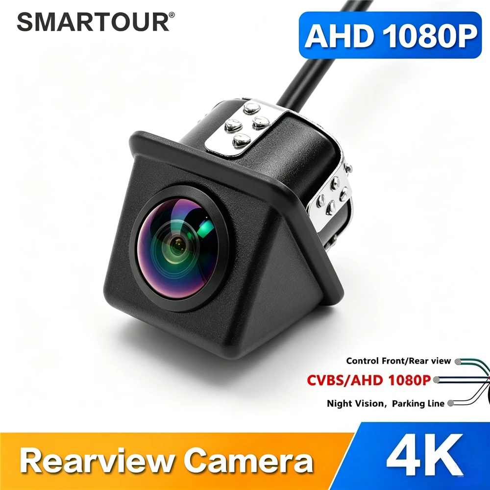 AHD 1080P Car Reverse Camera 20mm Embedded Rearview Camera Support Front/Rear Switch Parking Line Control Waterproof Vehicle Cam
