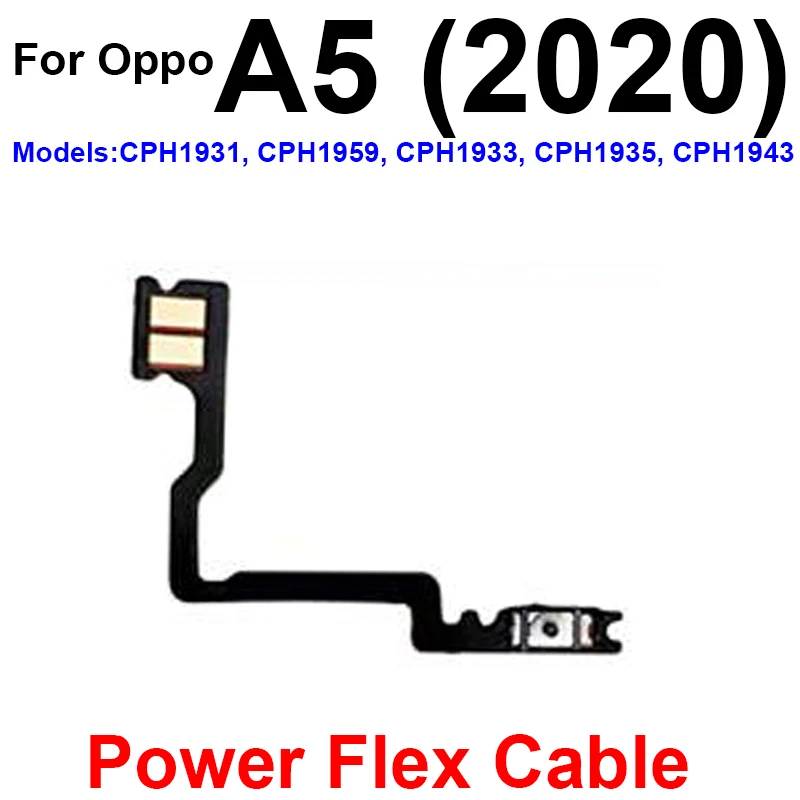 Cable flexible de potencia de volumen para OPPO A5, A9, A31, A33, A91, A92, A93, 2020, 4G, botones de encendido y apagado, Botón lateral Voulme