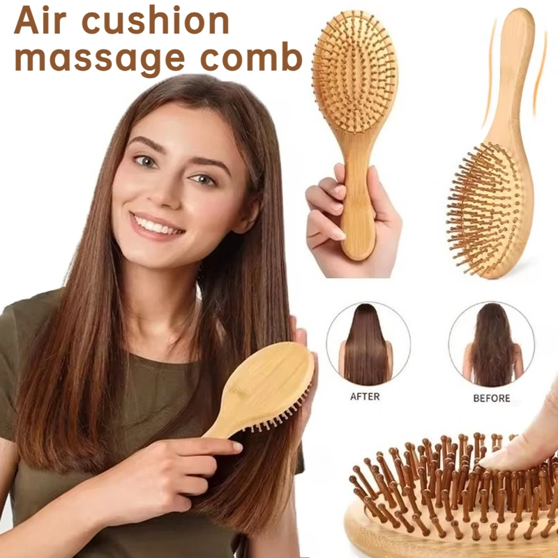 

Handheld bamboo cushion comb,scalp massage,anti-static,for both men and women,for combing straight hair and reducing hair loss