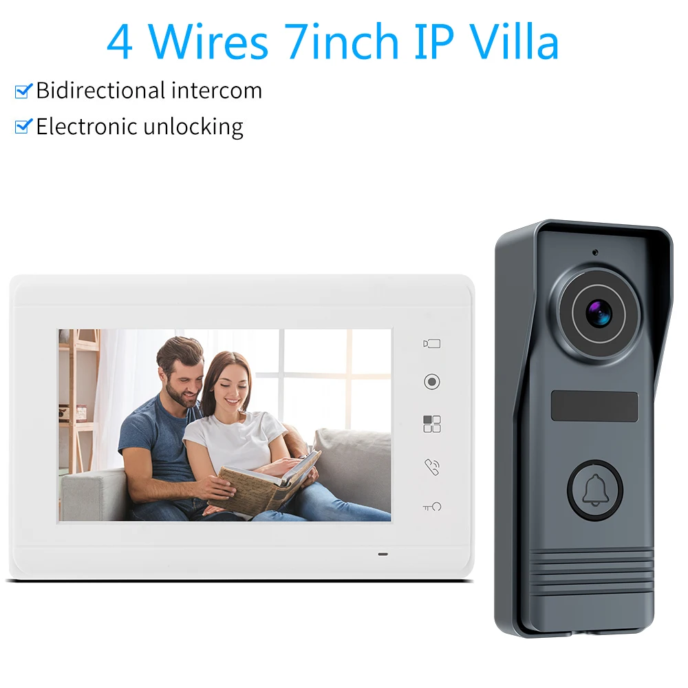 Système d'interphone vidéo avec moniteur d'intérieur de 7 pouces, interphone visuel, caméra, sonnett