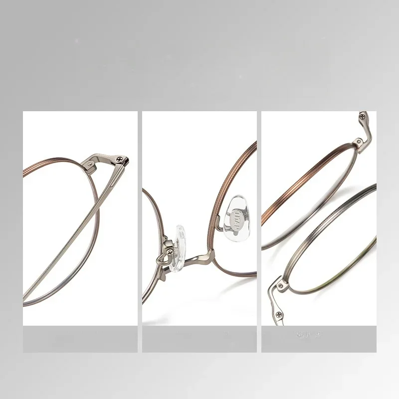 OLLYMURS Prescrizioni rotonde in metallo retrò Occhiali da uomo e da donna in lega di titanio Montatura per occhiali ottici ultraleggeri con viso piccolo