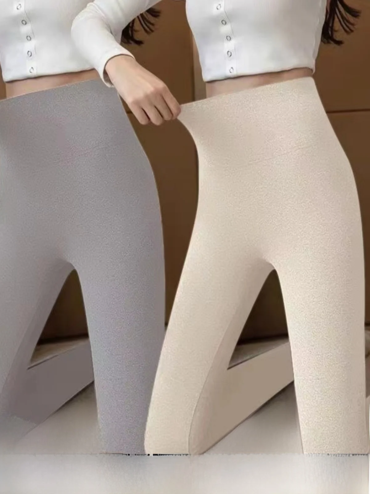 Self-Heating Thermal Trousers Women's Tight-Fit Fleece-Lined Long Pants Inner Wear Autumn Winter Base Layer Leggings