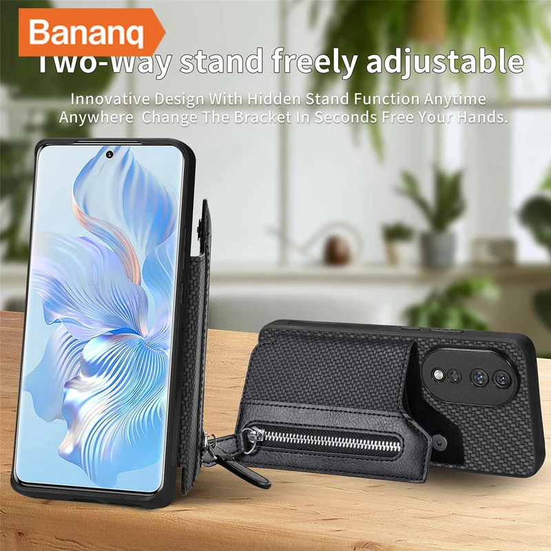 Bananq Card Bag Wallet Case For Honor 80 70 60 Pro 50 X30 X40 X9A X9 X8 Play 6C 30M 5G Cover For Huawei Nova 9 10 SE Y70 Y90 4G