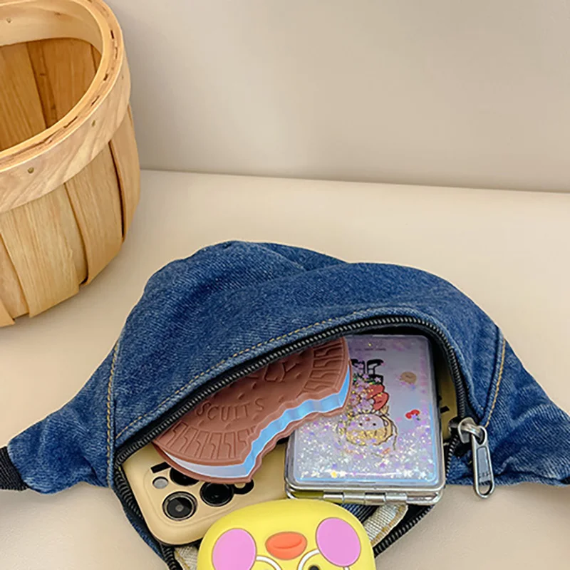 Jeans Umhängetasche Weste für Jungen Kinder lässig haltbare süße Tasche für Mädchen kleinen verstellbaren Gürtel Kinder Snack Umhängetaschen