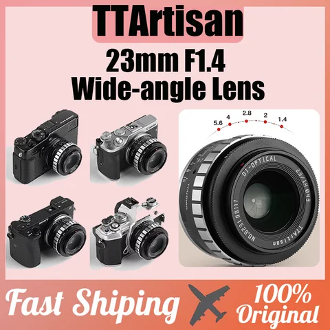 TTArtisan 23mm F1.4 APS-C Wide-angle Lens Manual Focus For Fuji X Sony E Canon RF-S Nikon Z Mount Cameras Portrait Camera Lens