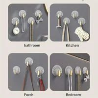 4Pcs Decorative Wall Self Adhesive Hooks, Adhesive Wall Hooks for Hanging Heavy Duty, Over The Door Hooks Key Holder for Wall - Image 4