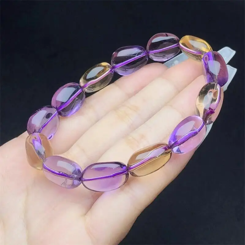 Natural Freeform Ametrine Bead Bracelet Fortune Energy Gemstone Mineral Woman Amulet Jewelry Holiday Gift 1PCS