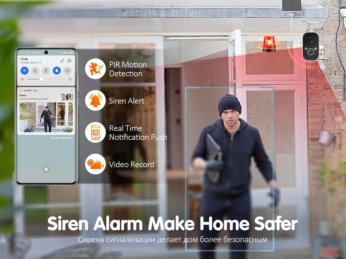 Оптовая продажа солнечных камер видеонаблюдения 4G — беспроводная наружная батарея с низким энергопотреблением для дома/бизнеса, электронной коммерции