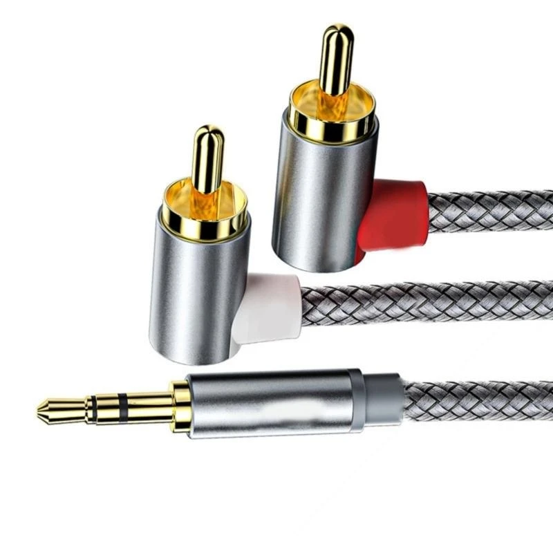 Modern Design 3.5mm Auxiliary to 2RCA Audios Cable for Seamlessly Integration with Sound Systems Metal Shell Y Splitter 83CF