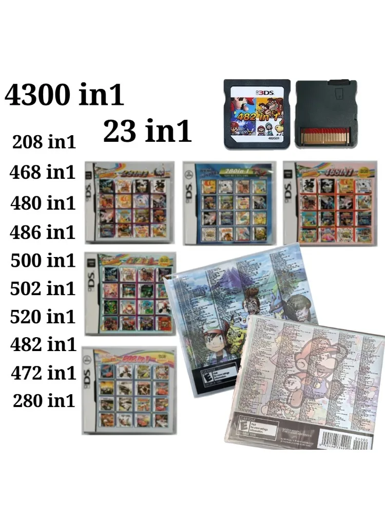 4300-in-1 Kompilation DS NDS 3DS 3DS NDSL Spielkassette Videospiel-Handheld-Player (R4-Karte) 23in1/208in1/280in1/482/486