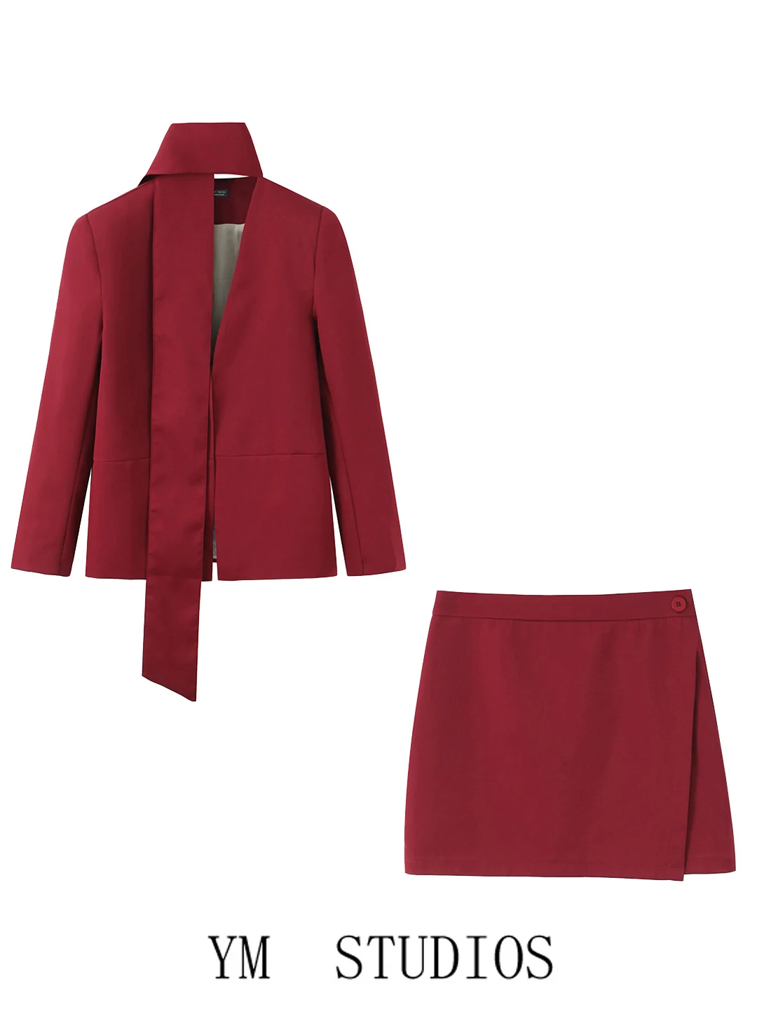 

Женский деловой костюм с длинным шарфом, тонкая юбка из полиэфирного волокна для офиса и вечеринок