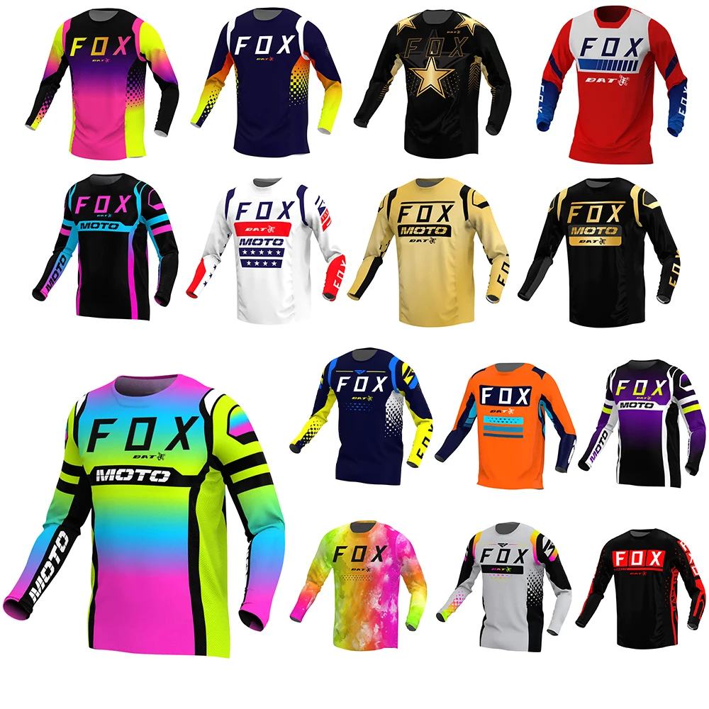 Men\'s BAT FOX MTB Jersey Downhill Jersey Motocross Motorcycle jersey Offroad DH Mountain Bike Jersey Maillot Ciclismo Hombre