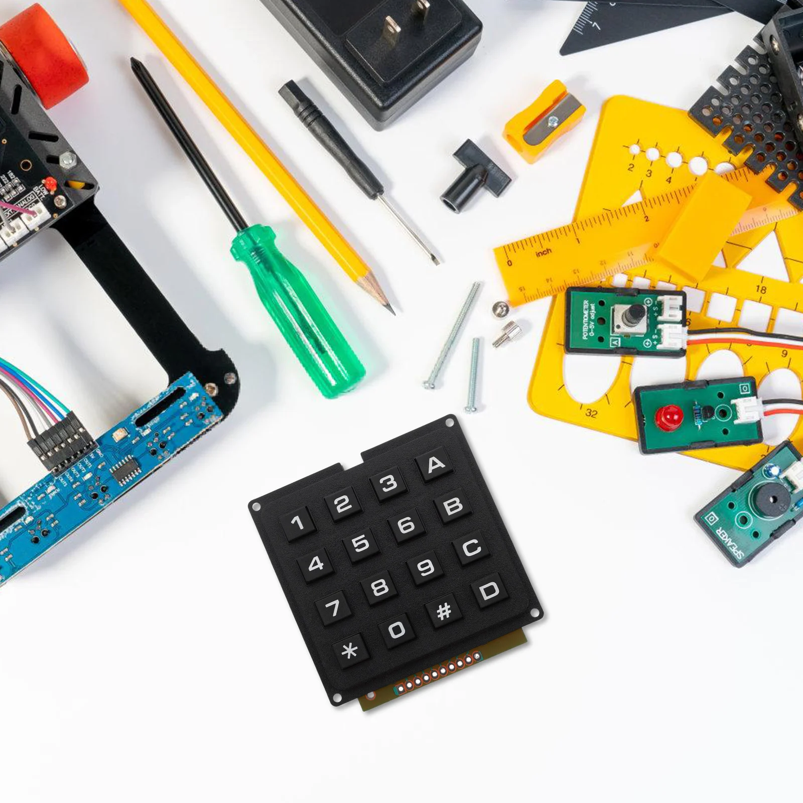 Membrantastatur-Tastaturmodul, 16 Tasten, industrielle Matrizen, Array-Schalter für Mikrocontroller, Tastaturmodul, Array-Schalter
