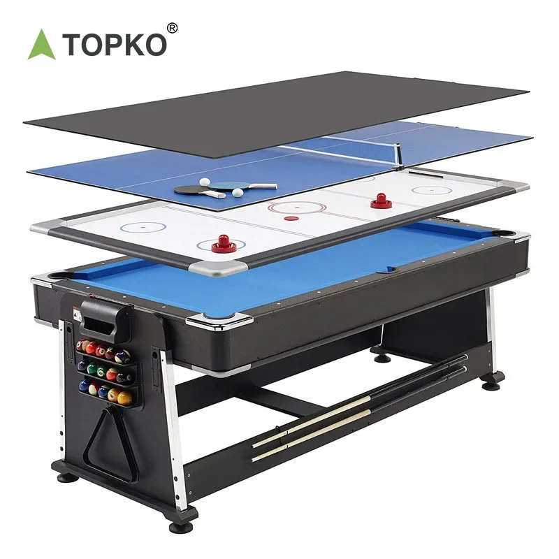 TOPKO All-In-One Luxury Gaming Hub Top-Quality 4-Function Billiards Table for Snooker Pool, & More - Unmatched Experience