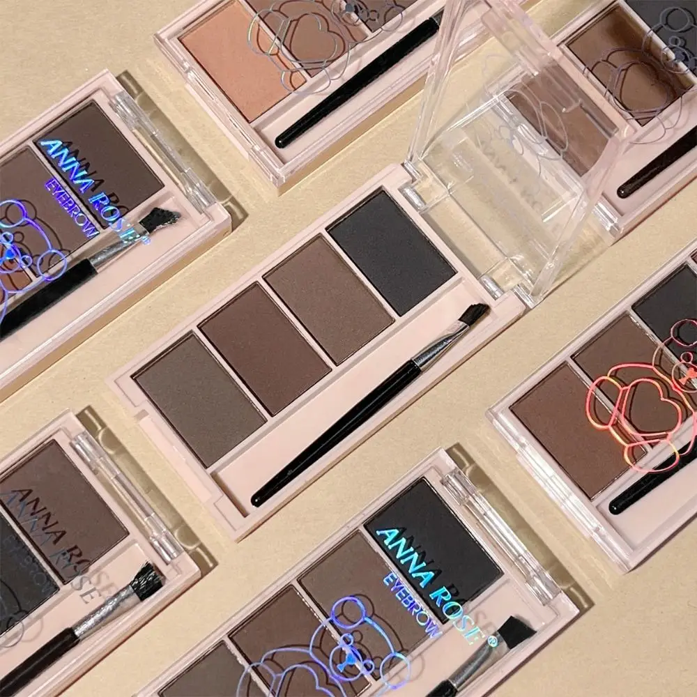 Con pennello per sopracciglia Tavolozza di polveri per sopracciglia a 4 colori Strumento di bellezza naturale in polvere per sopracciglia opaca resistente al sudore a lunga durata