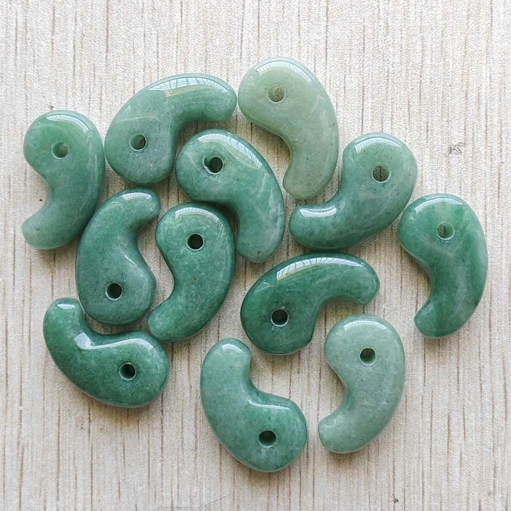 Fashion natural green aventurine magatama charms pendants  for jewelry accessories making  fast shipping Wholesale 12pcs/lot