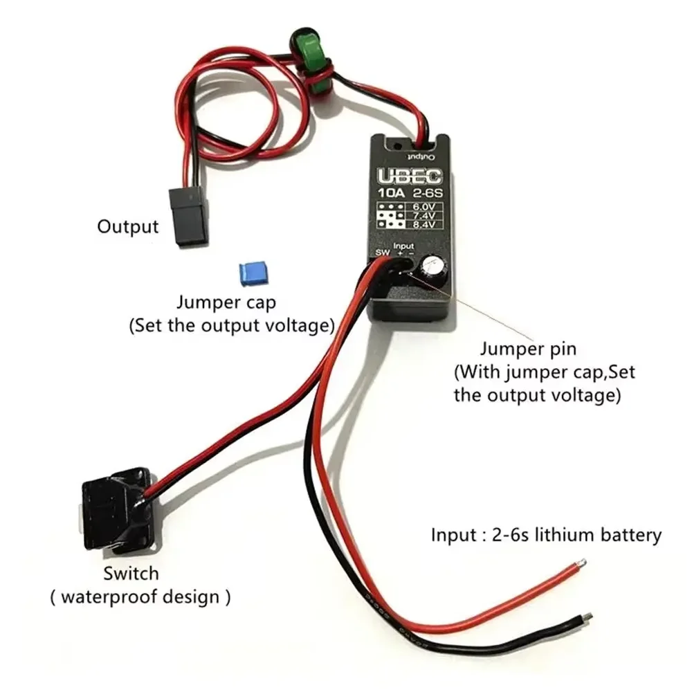 Hobbywing 10A UBEC V2 Módulo Regulador de Tensão 2-6S À Prova D 'Água Ajustável 6V/7.4V/8.4V para Peças de Brinquedo de Carro Pequeno