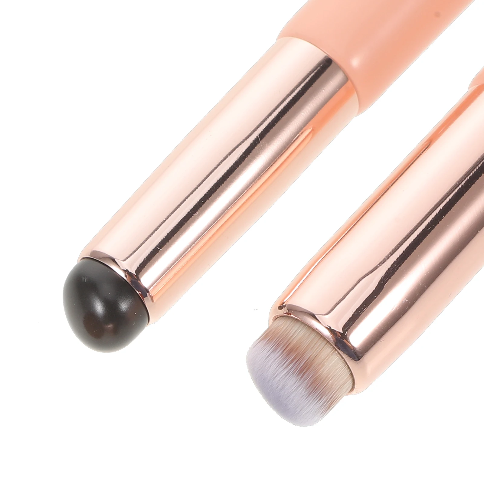 2-delige make-upborstelset met dubbele uiteinden, dubbelzijdige siliconen concealer-lippenborstel, intrekbare, schone hoes, draagbaar reisgebruik