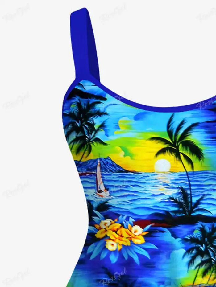 Hawaii Beach Outfit for Couples Coconut платье женское Tree Floral Sea Sun Print Dress and Button Shirt Plus Size Matching