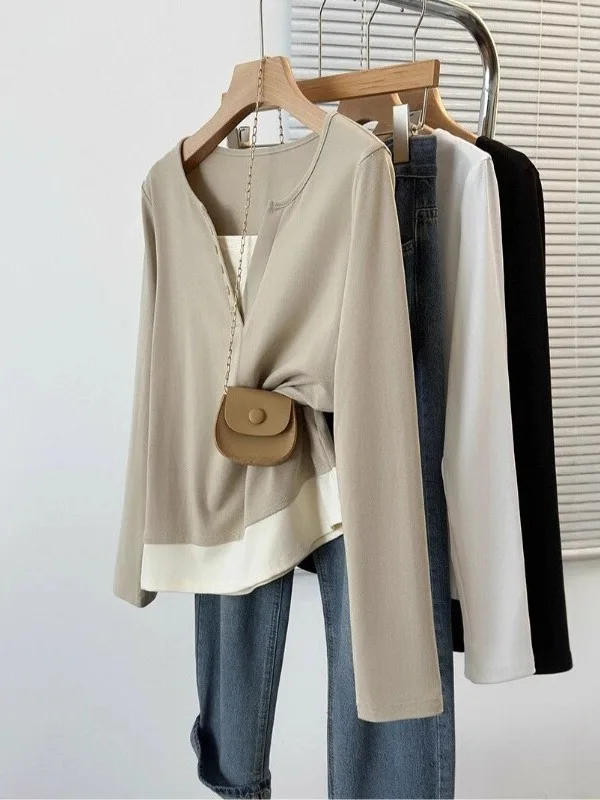 

Slimming Long Sve T-irt Women's Faionable Base irt Anti-Aging Versatile Spring 2026 New Sle Cotton Polyester Blend