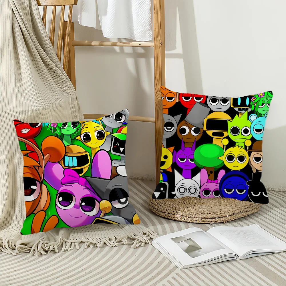 Game Sprunki Incredibox Pillow Case Home  Cushion Cover Suitable For Office Sofa Car Suitable For All Seasons
