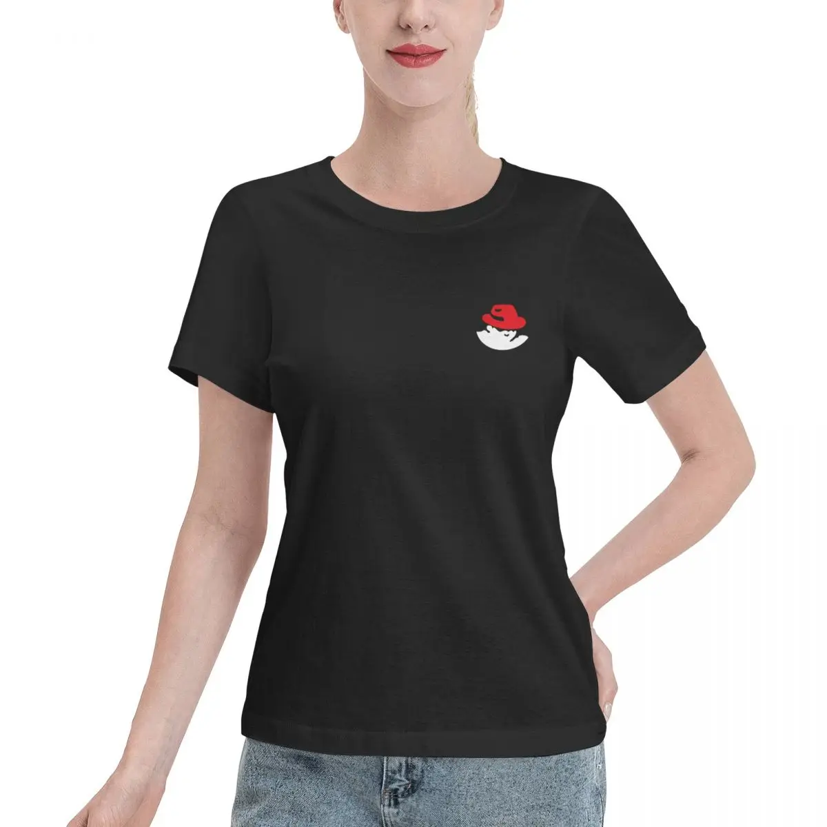 GitHub Red Hat Tee-Shirts Cotton T-shirts Women Short Sleeve O-Neck Tops