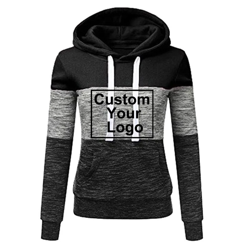 Customized logo hot selling women's tricolor patchwork sportswear casual women's printed hoodie