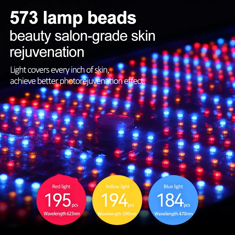 573 LEDs Light Therapy LED Mask Facial Light Mask Foldable Photon 7 Color Modes Flexible Beauty in Home Rejuvenation Skin Care