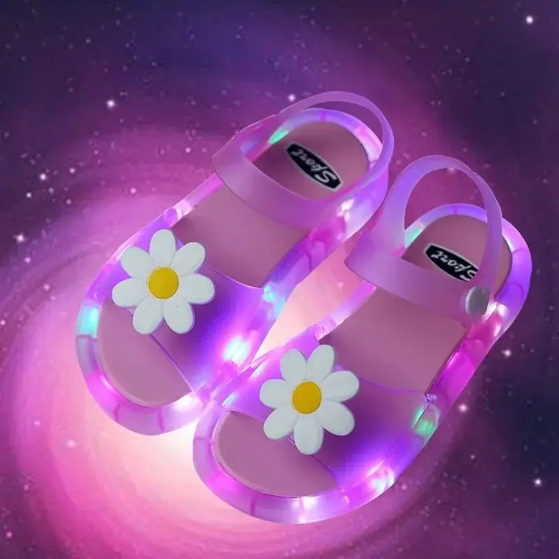 Children Luminous Sandals Cartoon Cute Fashion Sandals Unicorn Luminous Sandals Cute Cartoon Crystal Shoes