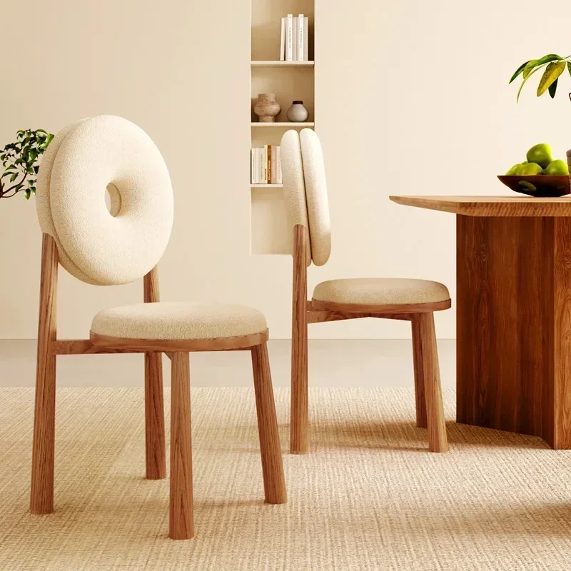 Contemporary Nordic Doughnut Dining Chair Stylish Lamb Velvet Chairs with Backrest Perfect for Home Bedroom Makeup Seating